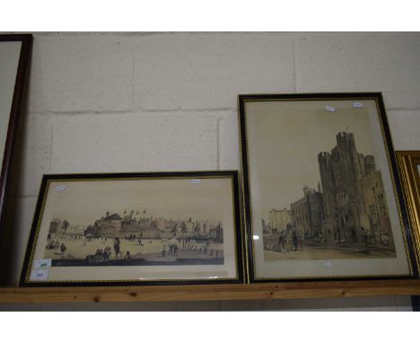 TWO COLOURED PRINTS 'THE TOWER AND MINT' AND 'THE FRONT TO ST JAMES PALACE', BOTH F/G (2)