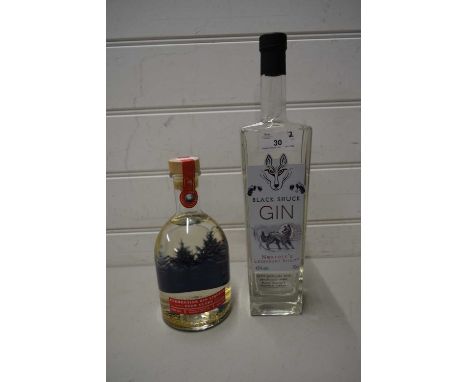 MIXED LOT: A BOTTLE OF MARKS AND SPENCER CLEMENTINE GIN LIQUEUR, BOTTLE OF BLACK SHUCK GIN (FIRST EDITION) 