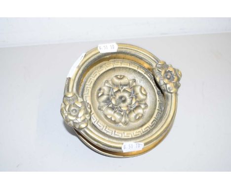 LARGE BRASS DOOR KNOCKER WITH TUDOR ROSE DETAIL