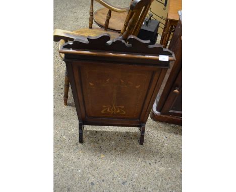 LATE VICTORIAN MAHOGANY AND INLAID FIRE SCREEN