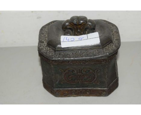 SMALL PEWTER TEA CADDY
