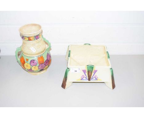 BURLEIGH WARE ART DECO JUG TOGETHER WITH A BRETBY SQUARE FORMED PLANTER (2)
