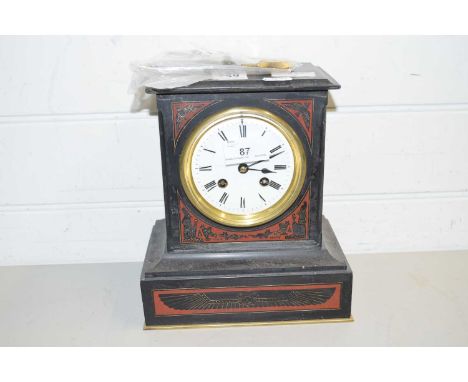 VICTORIAN BLACK SLATE CASED MANTEL CLOCK