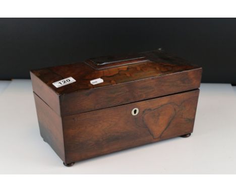 Regency Rosewood Tea Caddy of sarcophagus form, 31cms long 