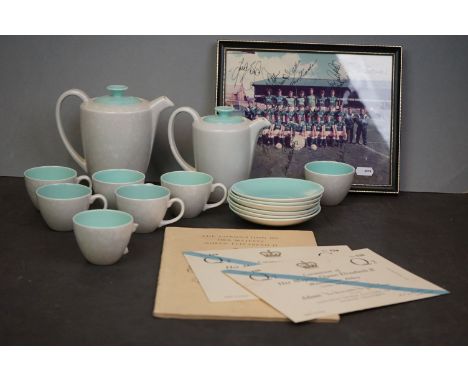 A group of mixed collectables to include a signed 80's Everton photograph, a pair of 1953 queens coronation tickets and a poo