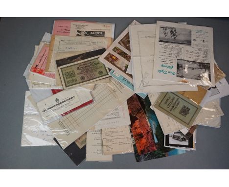 Group of mixed ephemera, to include Soldiers Release Book (RASC 1946), greetings cards, vintage Burnley Building Society book
