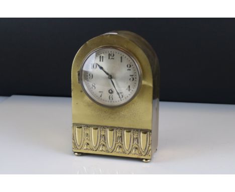 Late 19th / Early 20th century Art Nouveau / Secessionist Gilt Metal Domed Top Mantle Clock, 20cms high 