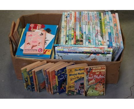A collection of vintage children's books and annuals to include Rupert, June and Enid Blyton. 