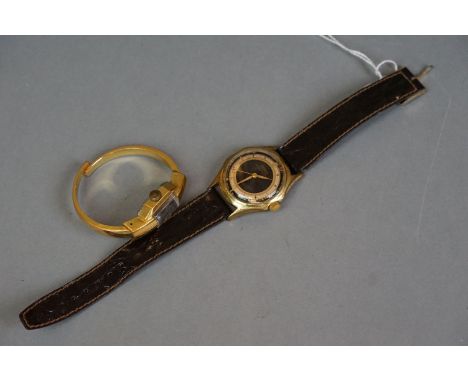 A vintage gents Foresta watch together with a ladies gold plated bangle watch. 
