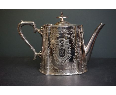 A Victorian silver plated teapot by Walker &amp; Hall. 