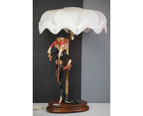 A contemporary Italian table lamp in the form of an Art Deco lady. 