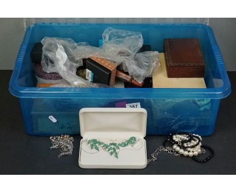 A large quantity of mainly vintage costume jewellery to include necklaces, bracelets, rings etc, some silver examples togethe