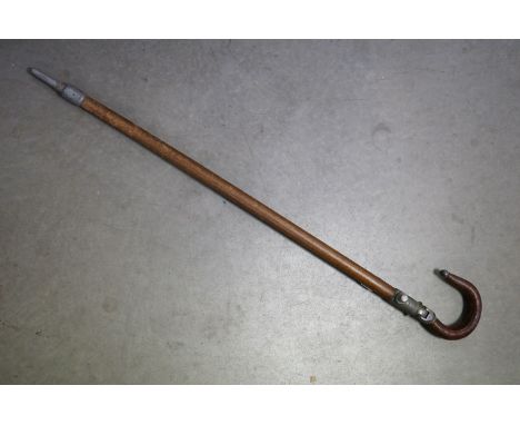 Early 20th century Combination Walking / Shooting Stick with Leather Covered Handle, 85cms long 