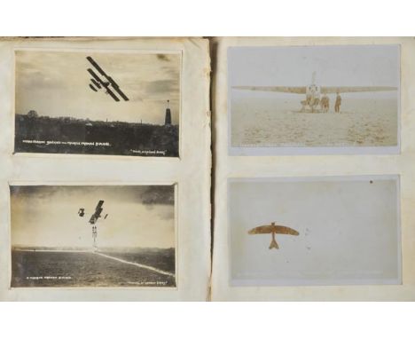*Early Aviation. An extensive collection of monochrome photographs and cuttings contained in three albums,  showing many pion