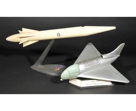 *GAM-87 Skybolt. A wooden model of this famous missile,  mounted on a metal stand with enamelled Douglas badge and engraved '