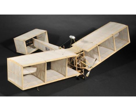 *Pioneer Aviation. A historic scale model of the Santos-Dumont No.14-bis,  the wooden frame with cloth canvas, brass two blad