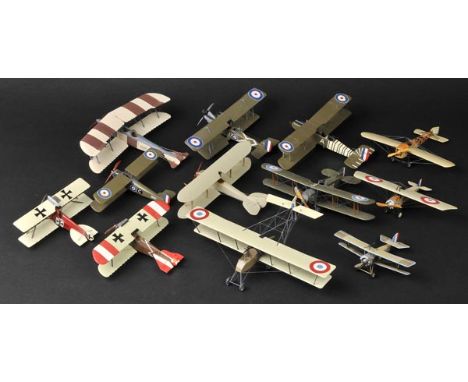 *WWI Aircraft Models. A fine collection of 1/72 scale model aircraft,  each individually handcrafted in wood with rigging and