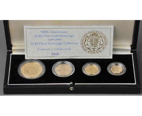*Royal Mint. Gold 500th Anniversary of the First Gold Sovereign 1489-1989,  Gold Proof Sovereign Collection, comprising Five 