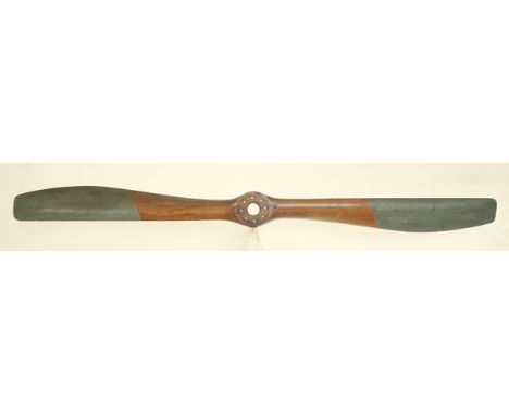 *Nieuport 11 - 80 PK LeRhone Hembrug. A mahogany(?) two-blade propeller, 1917,  with original fabric covered tips and date st