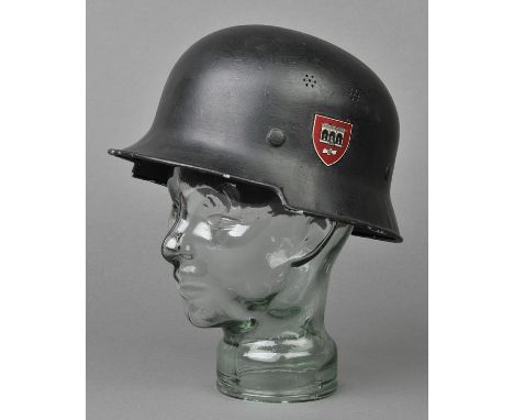 *Third Reich. A German Luftwaffe M35 aluminium helmet,  bearing decal for SA Standarte Feldherrnhalle, original leather linin