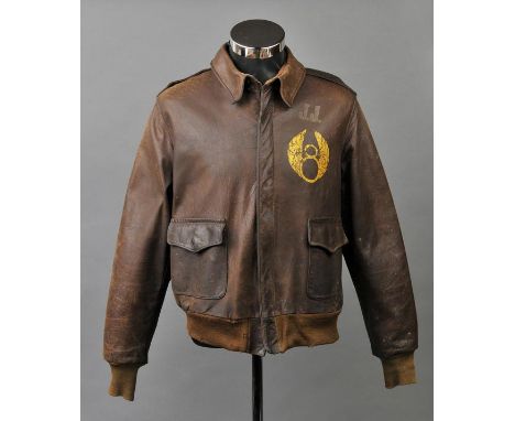 *USAF Flying Jacket. A WWII A2 brown leather jacket,  with tailor's label for 'Type A-2 Drawing No. 30-1415 Order No. W535 AC