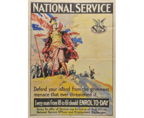 *Scott (Septimus E., 1879-1962). 'National Service. Defend your island from the grimmest menace that ever threatened it', c.1