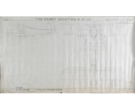 *The Fairey Aviation Company. An original ink drawing on linen of G.A. of Machine (G.4./31.B.) fitted with a Pegasus engine a