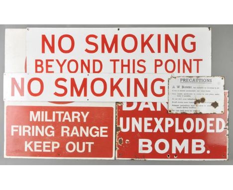 *Air Raid Precaution. A collection of WWII and later enamel signs including 'Is that Light Necessary? Please Switch off at Fi
