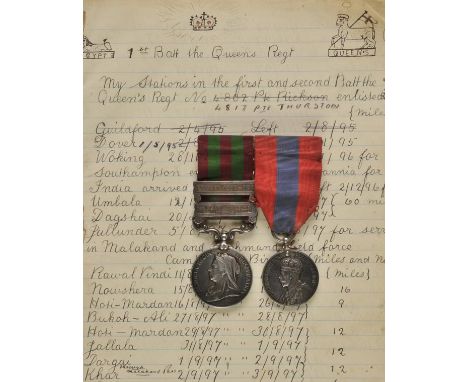 *India. A pair to Private J.H. Thurston, Royal West Surrey Regiment  India General Service 1895-1902, two clasps, Punjab Fron