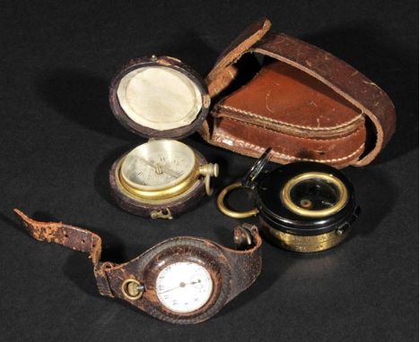 *WWI Compass. An officer's compass by Negretti & Zambra,  with hinged eyepiece, various stamps including 'Patents 1818/15 103