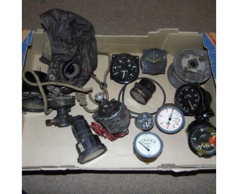 *Aircraft Instruments. A collection of instruments, mostly WWII and later,  including Air Speed indicator, with broad militar