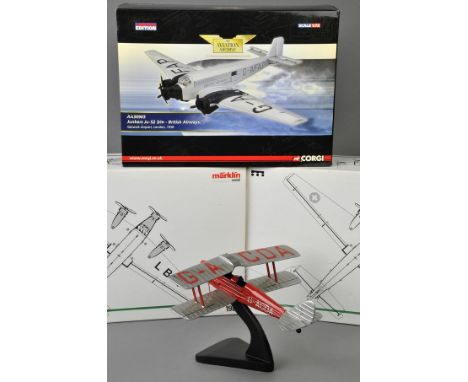 *Aircraft Models. A Marklin Metall Ju52 diecast model, large scale, together with another Ju52, plus Corgi Aviation Archive A