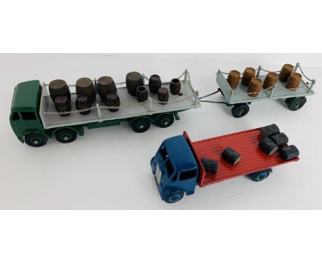 Dinky Toys 'Foden' Flatbed with Trailer &amp; Chains, Guy Flatbed Truck - Barrel Loads Included. P&amp;P Group 1 (£14+VAT for