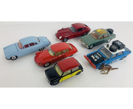 6x Corgi Toys Diecast Models - Including: Hillman Hunter (Including Kangaroo), Jaguar E Type etc - See Picture - All Unboxed.