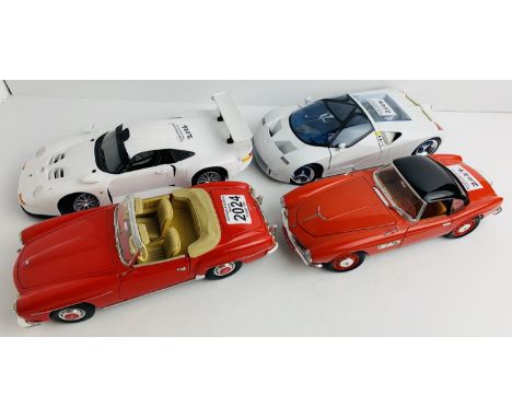 4x 1:18 Scale Diecast Model Cars - All Unboxed.  P&amp;P Group 2 (£18+VAT for the first lot and £3+VAT for subsequent lots) 