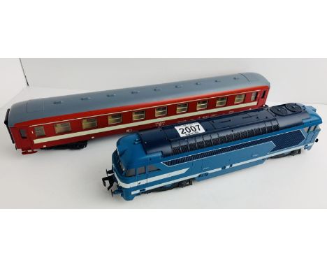 Lima O Gauge French 'SNCF' Livery 67001 Bo Bo Diesel Loco &amp; 1x O Gauge Passenger Coach - All Unboxed.  P&amp;P Group 2 (£