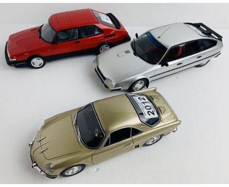 3x OTTO 1:18 Scale Diecast Model Cars - Including: Saab 900 Turbo Aero (RED), Citroen CX 25 GTI Turbo, Alpine A108 - All Unbo