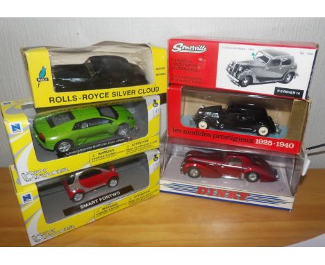 6 x Various Scale Mixed Motor Cars Inc Somerville Rover P14 Budgie Rolls Royce, P&amp;P Group 1 (£14+VAT for the first lot an