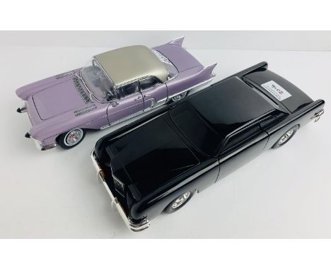 ERTL 1:18 Scale 'The Car Movie' Lincoln Continental, Sunstar 1957 Cadillac Brougham (Purple) - Both Unboxed. P&amp;P Group 2 