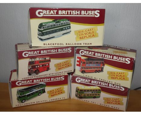 5 1.76 Scale Great British Bus Collection, P&amp;P Group 1 (£14+VAT for the first lot and £1+VAT for subsequent lots) 