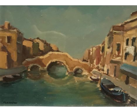 Giuseppe Manoni (Italian 20th century)Ponte Dei Tre Archisigned, oil on panel, 18.5cm x 23cm