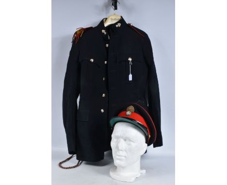 A BLUE ROYAL REGIMENT OF FUSILIER NUMBER ONE DRESS JACKET, also included is an officers cap, the jacket is size 20 and dated 