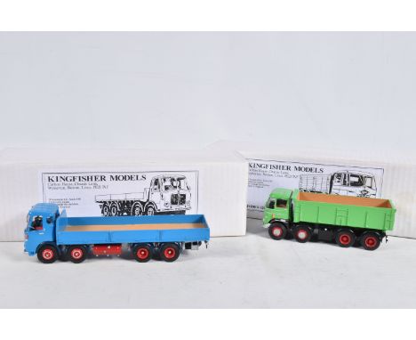 TWO CONSTRUCTED KINGFISHER MODELS WHITE METAL LORRY KITS, 1/48 scale, A.E.C. Mammoth Major Mk.V 8x4/8x2 Dropside and Foden S2