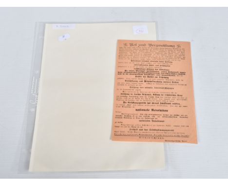 AN EARLY NAZI PARTY LEAFLET ISSUED BY THE NATIONAL SOZIALISTISCHE PARTY, the leaflet calls national revolution self-determina