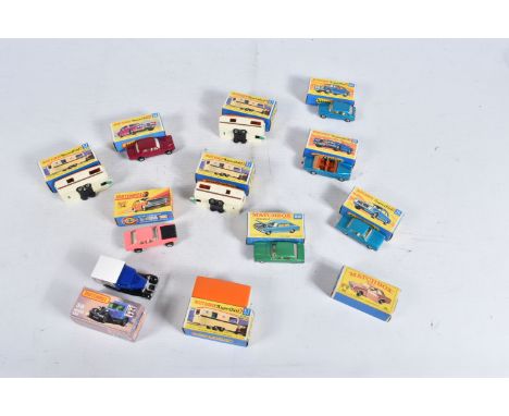 ELEVEN BOXED MATCHBOX DIE-CAST VEHICLES AND ONE EMPTY BOX, the first is a Superfast Ford Zodiac MK IV no.53, in metallic gree