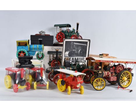 A QUANTITY OF ASSORTED TRACTION ENGINE AND STEAM ROLLER MODELS, boxed Leonardo Collection static resin Traction Engine model,