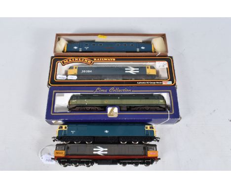 FIVE BOXED AND UNBOXED OO GAUGE LOCOMOTIVES, boxed Lima class 55 'Deltic' 'Royal Scots Grey' No. 55 022, B.R. blue livery (L2