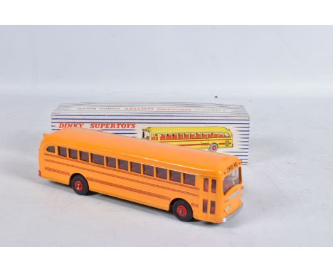 A BOXED DINKY SUPERTOYS WAYNE SCHOOL BUS, No.949, version with red lines and bumper, complete but has some very minor paint l