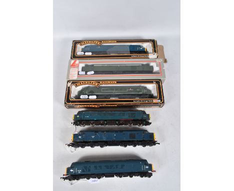 SIX BOXED AND UNBOXED OO GAUGE LOCOMOTIVES,  boxed Lima class 40, part repainted B.R. green livery, No.D354 largely removed (