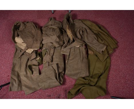 A QUANTITY OF MILITARY NUMBER TWO DRESS UNIFORMS AND BATTLEDRESS, to include a 1949 pattern blouse dated 1962 and size 6, a 1